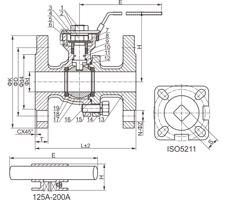 日標(biāo)法蘭球閥結(jié)構(gòu)圖